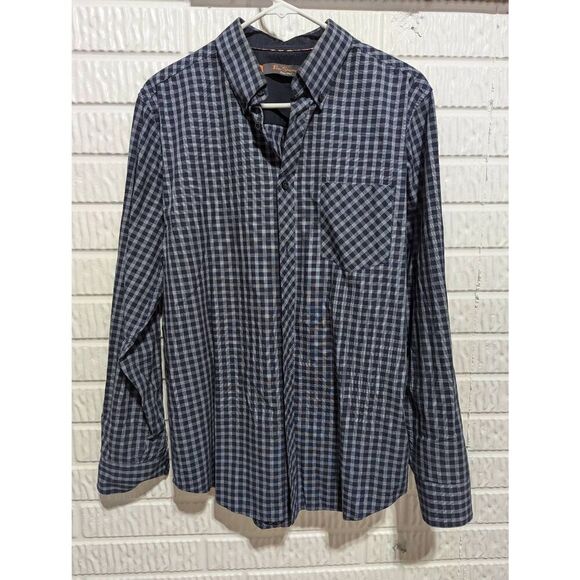 Ben Sherman Men's Blue Checked Cotton Long-Sleeve Button-Down Shirt Size M - Picture 1 of 6